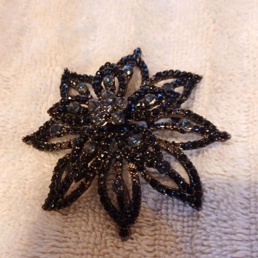 Whimsgoth Beaded Goth  Grunge  Black Floral Brooch Unique